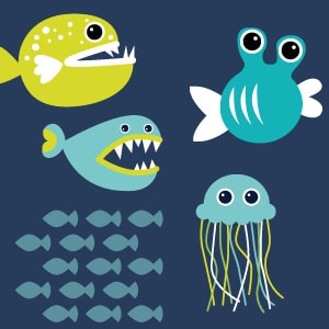 étiquette poissons pour identifier les affaires de puériculture pour la crèche