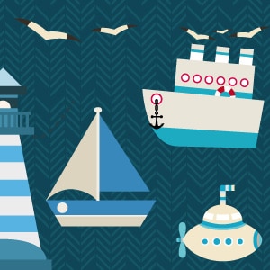 étiquettes thermocollantes et autocollantes avec des bateaux pour la colo