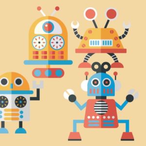 étiquette personnalisée pour l'école avec des robots