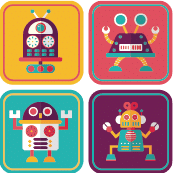 etiquette-enfant-ecole-college-robot étiquette enfant pour école et collège sur le thème des robots